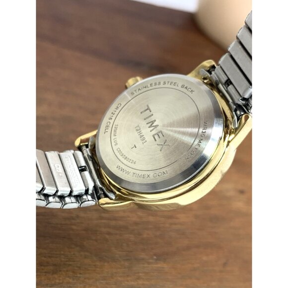 Timex Women's Watch T2H491 Indiglo Quartz Two Tone White Dial Expansion Band - Picture 6 of 14